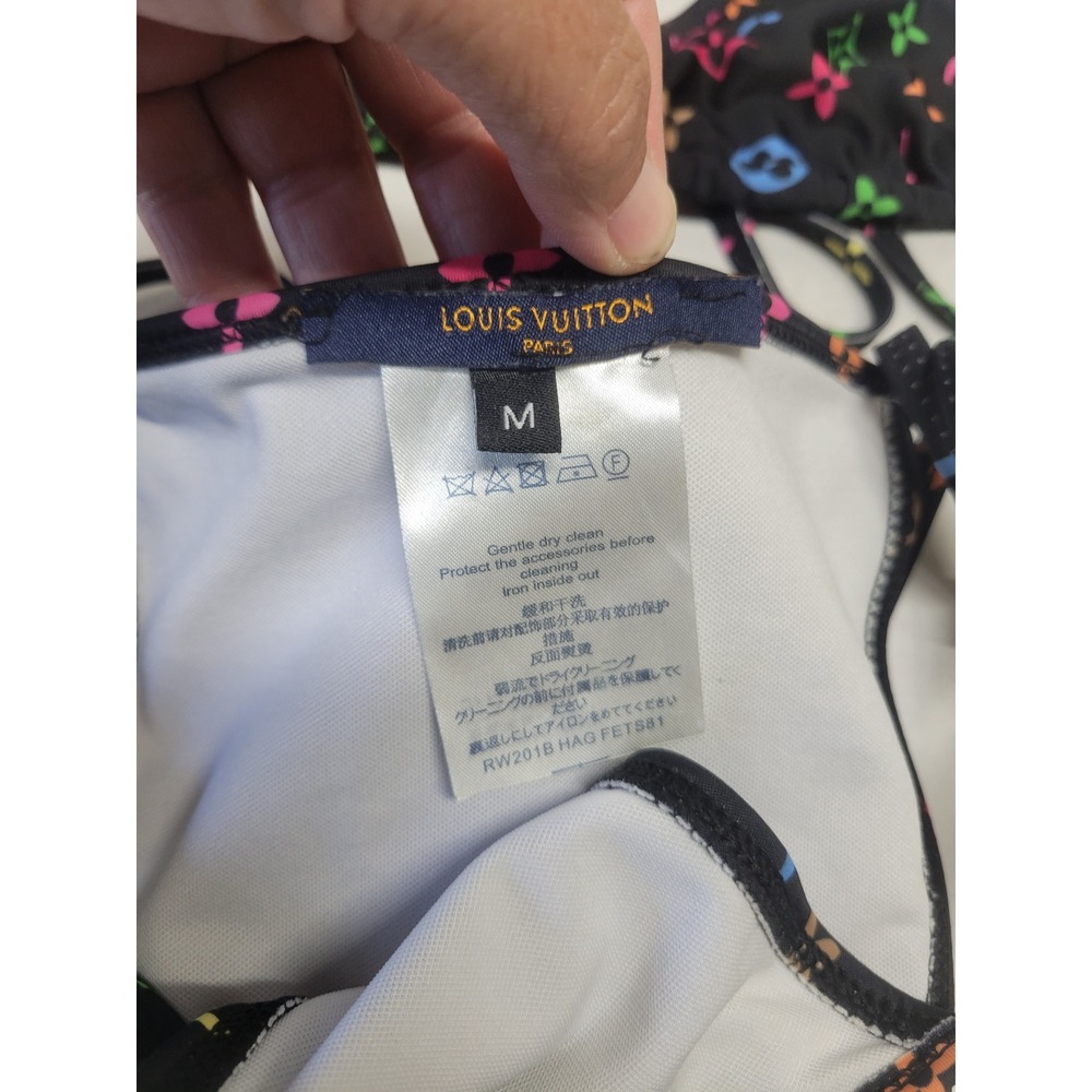 Louis Vuitton Multicolor Monogram Triangle Bikini Set Black RW201B Size M - Picture 7 of 11